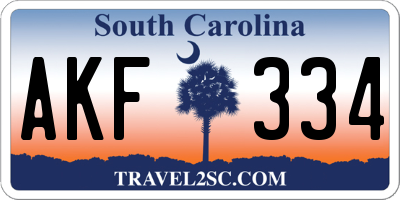 SC license plate AKF334