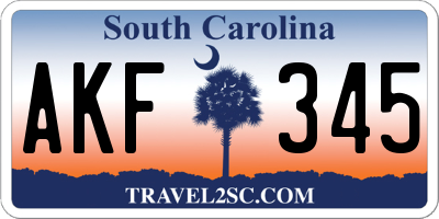 SC license plate AKF345