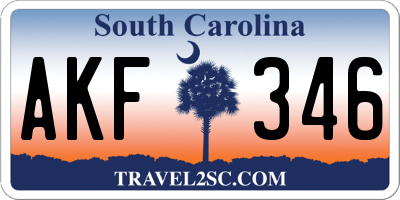 SC license plate AKF346
