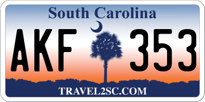 SC license plate AKF353
