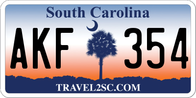 SC license plate AKF354