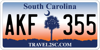 SC license plate AKF355