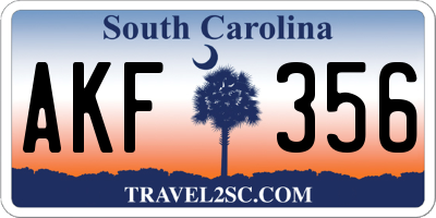 SC license plate AKF356