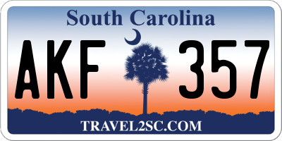 SC license plate AKF357