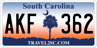 SC license plate AKF362