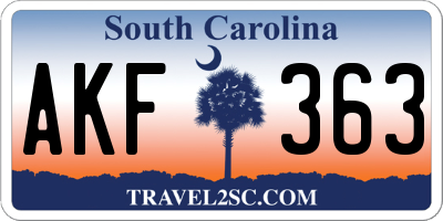 SC license plate AKF363
