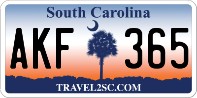 SC license plate AKF365