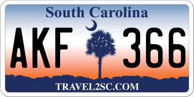 SC license plate AKF366
