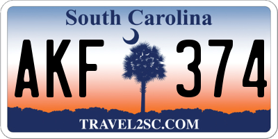 SC license plate AKF374