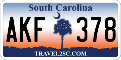 SC license plate AKF378