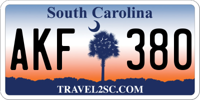 SC license plate AKF380