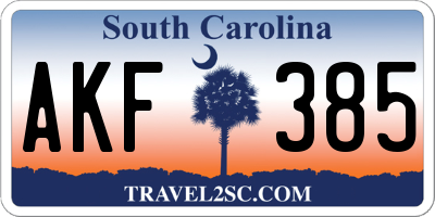 SC license plate AKF385