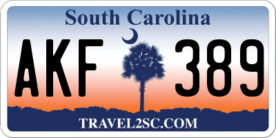 SC license plate AKF389