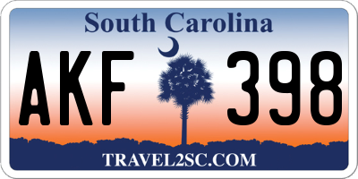 SC license plate AKF398