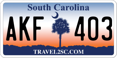 SC license plate AKF403