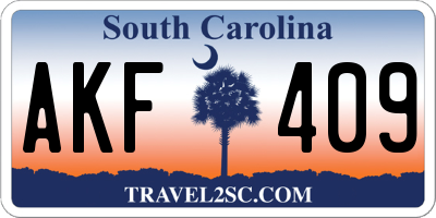 SC license plate AKF409