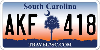 SC license plate AKF418