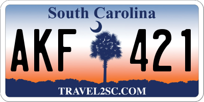 SC license plate AKF421