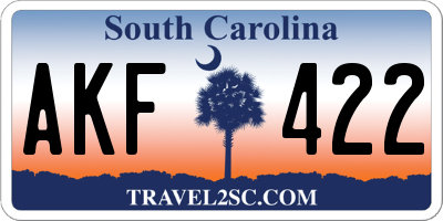SC license plate AKF422