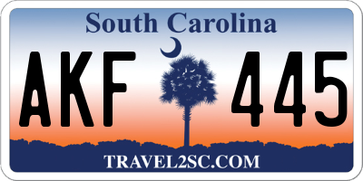 SC license plate AKF445
