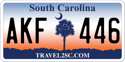 SC license plate AKF446