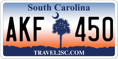 SC license plate AKF450