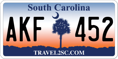 SC license plate AKF452
