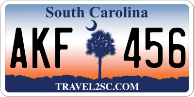 SC license plate AKF456