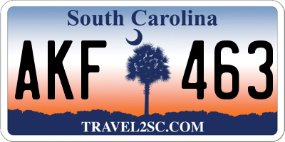 SC license plate AKF463