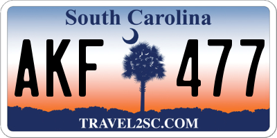 SC license plate AKF477