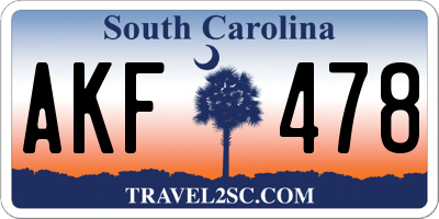 SC license plate AKF478