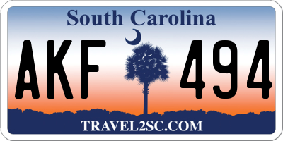 SC license plate AKF494