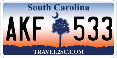 SC license plate AKF533