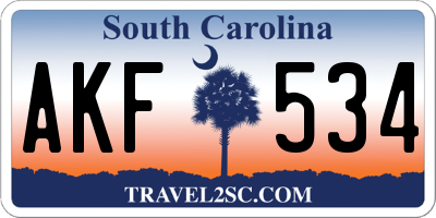 SC license plate AKF534