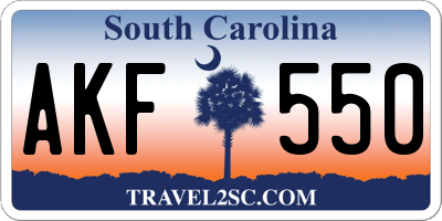 SC license plate AKF550