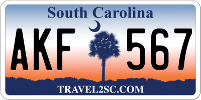 SC license plate AKF567
