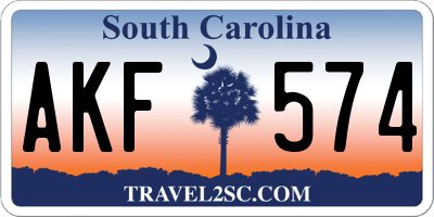 SC license plate AKF574