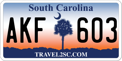 SC license plate AKF603