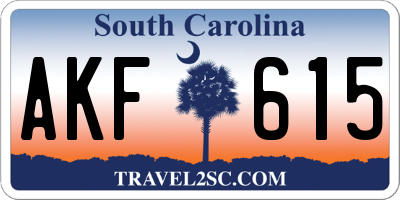 SC license plate AKF615