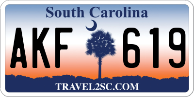 SC license plate AKF619