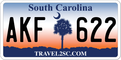 SC license plate AKF622
