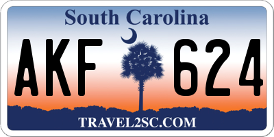 SC license plate AKF624