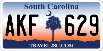 SC license plate AKF629