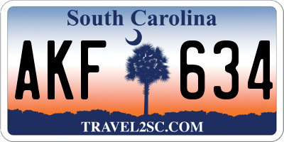 SC license plate AKF634