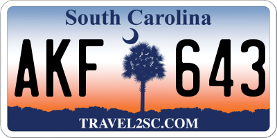 SC license plate AKF643