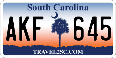 SC license plate AKF645