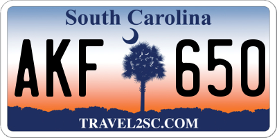 SC license plate AKF650