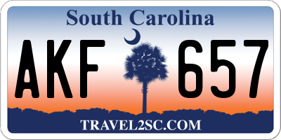 SC license plate AKF657