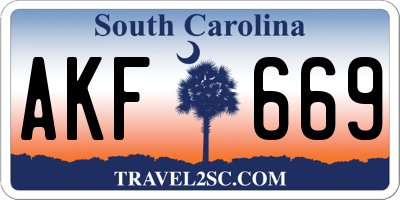 SC license plate AKF669
