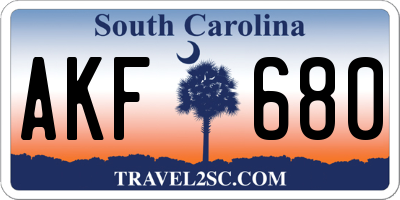 SC license plate AKF680